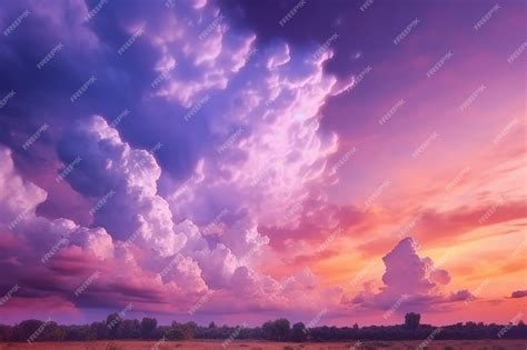 Premium Photo | A purple sky with clouds and a purple sky with a few ...