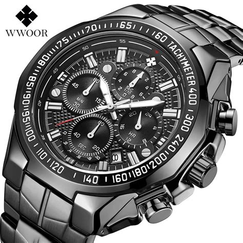 Wwoor Top Brand Luxury Sport Watch For Men Quartz Chronograph Date