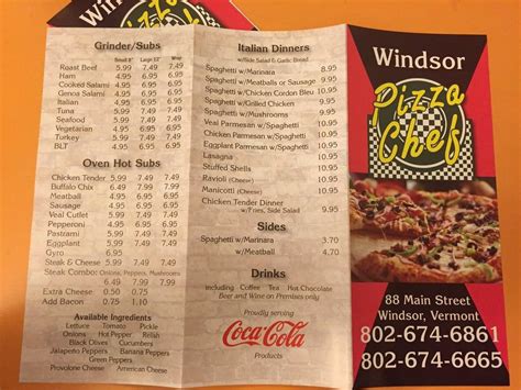 Menu At Pizza Chef Windsor Pizzeria Windsor