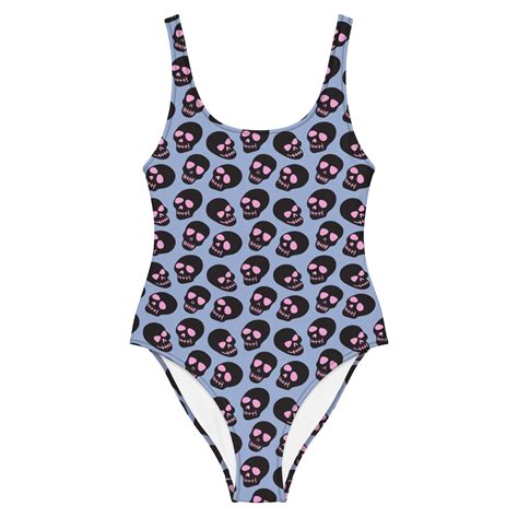 Neon Skull One-Piece Swimsuit - Bestgothclothco