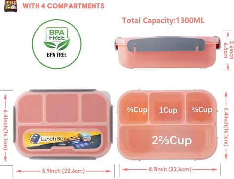 Lonchera Bento para niños y adultos caja Bento de 4 compartimentos para