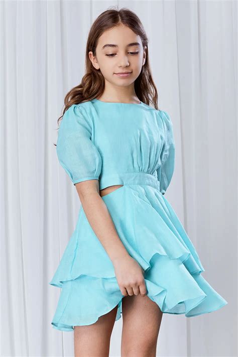 Girls Maia Mini Dress In Aqua Outfits For Teens Bardot Junior Girly