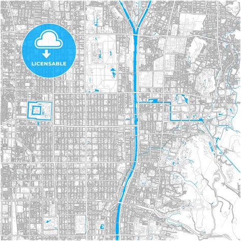 kyoto kyoto japan city map  high resolution roads hebstreits