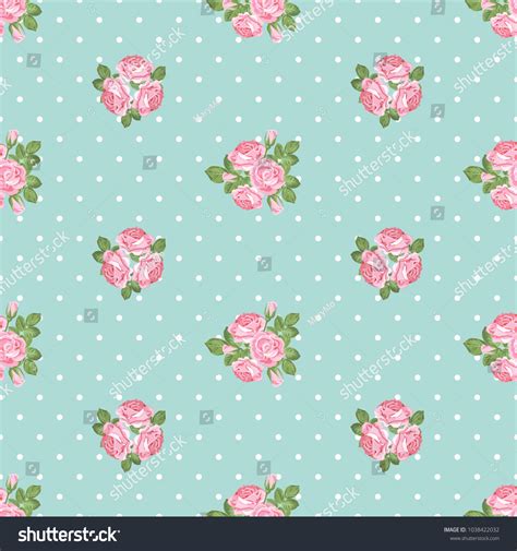 Shabby Chic Rose Seamless Pattern On Light Green Royalty Free Stock