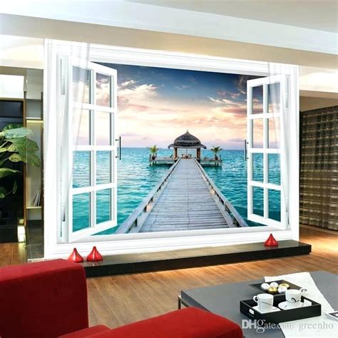 Large Wall Murals Window Large Ocean View Wall Stickers Kitchen Wall