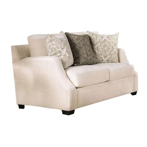 Benjara 64 In Beige Solid Fabric 2 Seater Loveseat With Track Arms