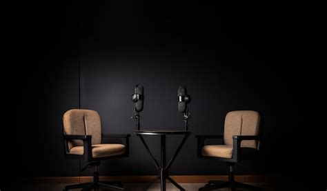 Premium Photo Two Chairs In A Dark Room With A Black Background And A