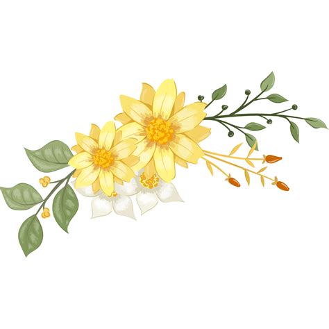 Yellow Flower Arrangement With Watercolor Style 15739977 Png