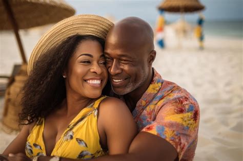 Pareja De Caricias De Mediana Edad Disfrutando Del Tiempo En La Playa