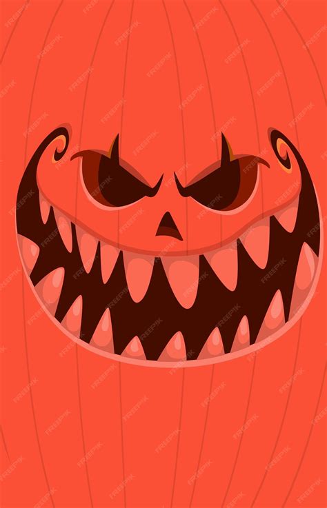 Premium Vector Halloween Pumpkin Head With Scary Face Expression Vector Cartoon Illustration