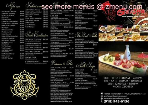 Online Menu of Geisha Sushi Bar and Asian Cuisine Restaurant, Tulsa, Oklahoma, 74133 - Zmenu