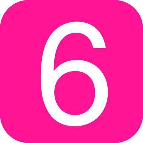 Pink Rounded Square With Number 6 Clip Art At Vector Clip