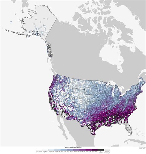 NOAA Map of Dates of First Snowfalls in USA: - SnowBrains