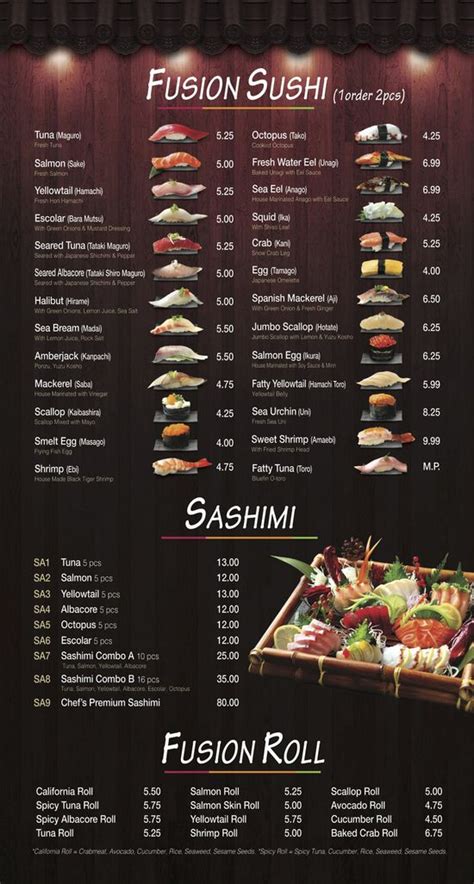 Sushi Menus Designed Well