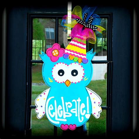 Birthday Door Hanger Owl Birthday Door Decoration Owl Party