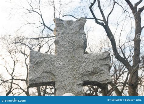 Christian Symbol Old Vintage Cross At Catholic Cemetery Stock Image