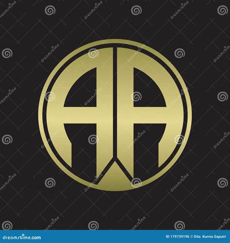 Aa Logo Monogram Circle With Piece Ribbon Style On Gold Colors Stock