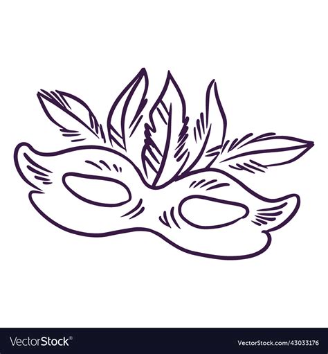 Mardi gras hand drawn mask Royalty Free Vector Image