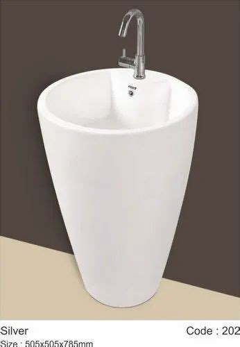 Ceramic Pedestal Roxo Silver One Piece Wash Basin For Bathroom At Best