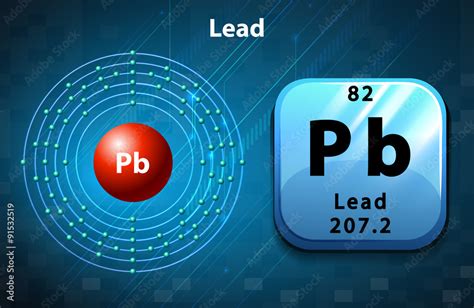 Symbol and electron diagram of Lead Stock Vector | Adobe Stock