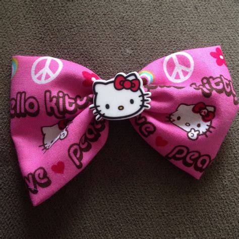 Hello Kitty Pink Peace Sign Hippie Handmade Hair Bow | Etsy