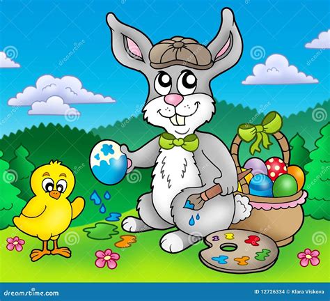 Artista E Galinha Do Coelho De Easter Ilustração Stock Ilustração de