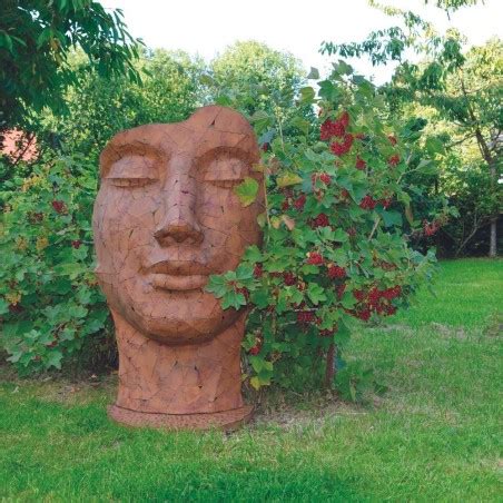 Statue Exterieur Metal Visage Femme Deco Jardin JARDINEX