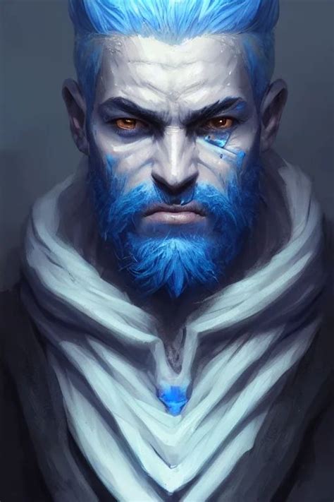 Lexica Portrait Of A Blue Skin Genasi With A Square Jaw From D D By