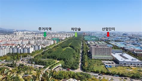 차단숲 조성 주거지 미세먼지 산업단지 비해 17배 저감효과