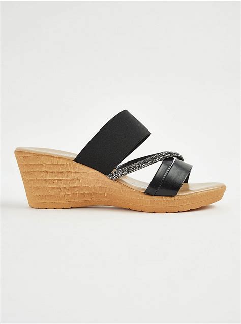 Wide Fit Black Cork Wedges | Women | George at ASDA