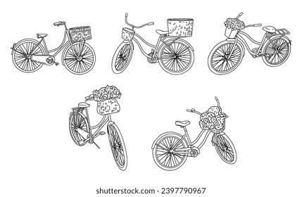 Bicycle Line Art Line Drawing Retro Stock Vector (Royalty Free ...