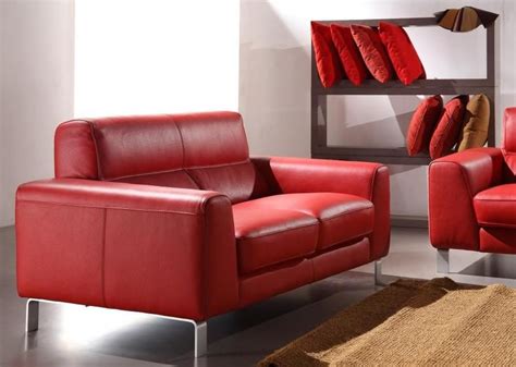 Italian Leather Sofa Set in Red Minneapolis Minnesota VIG-216