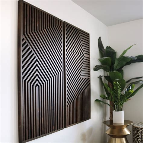 Set of 2 Modern Wall Art Of Wooden - Wood Wall Art, Wall Sculpture, Modern Wood Art, Wall Decor ...