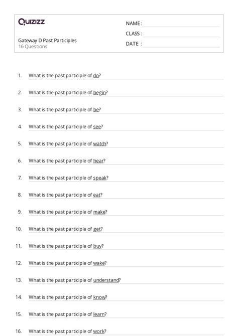 Participles Worksheets For St Class On Quizizz Free Printable
