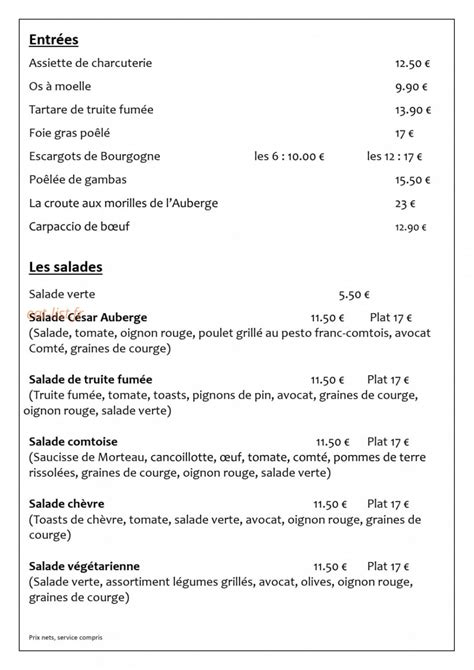 L Auberge Du Ch Teau De Joux La Cluse Et Mijoux Menu Et Photos