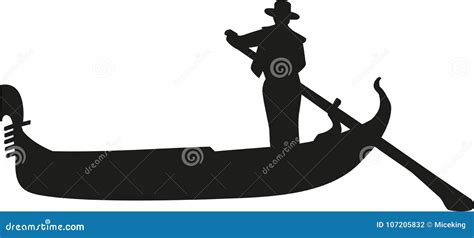 Gondola With Gondolier In Venice Stock Vector Illustration Of Vector