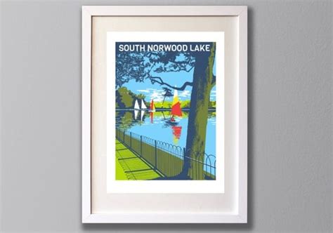 South Norwood Lake Limited Edition A3 Screen by RedFacesPrints