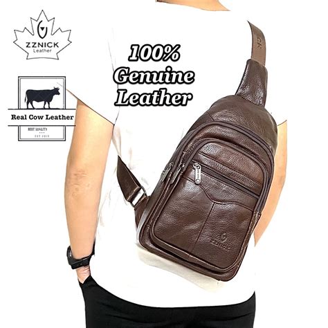 Ready Stock!! 100% Genuine Cow Leather ZINIMSK ZZNICK Men Chest Bag ...