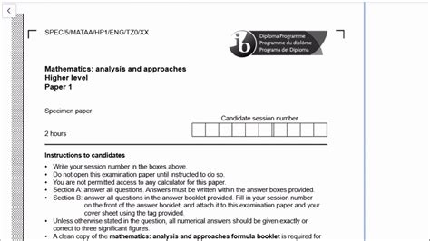 Ib Math Aa Hl Past Papers By Topic - examplpapers