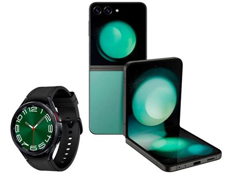 Smartphone Samsung Z Flip 5 512gb Verde Claro 5g Smartwatch Watch6 Classic Lte 43mm Grafite