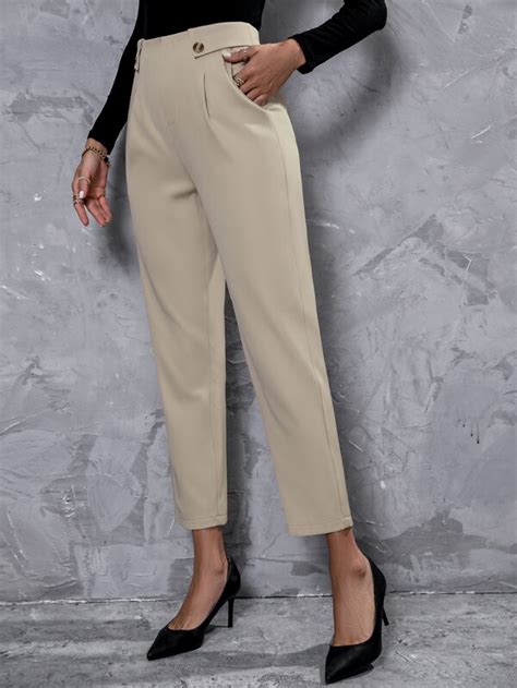 Slant Pocket Fold Pleated Detail Suit Trousers SHEIN UK