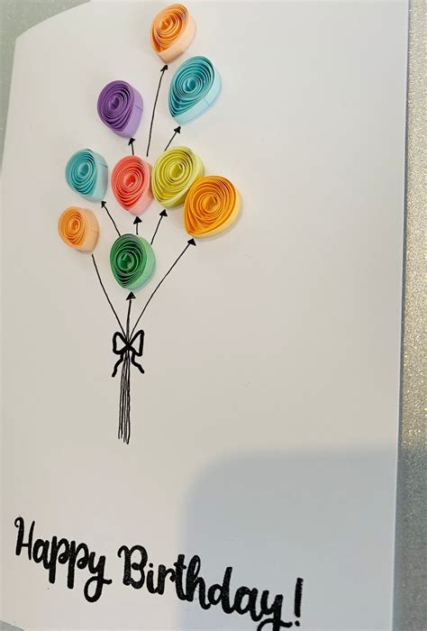 Birthday Card With Quilled Balloons Quilling Cards For Him Etsy