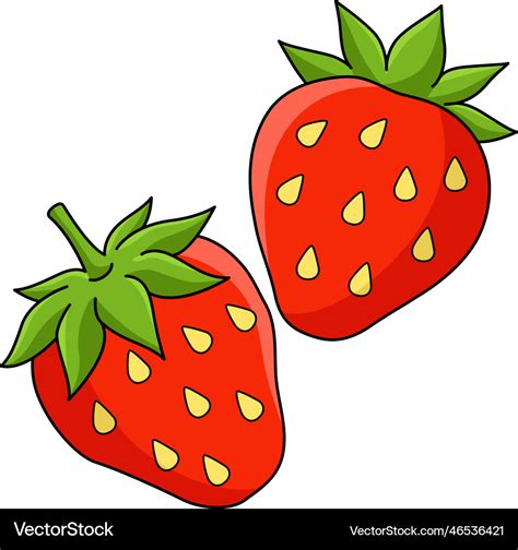 Erdbeer Obst Cartoon Farbigen Clipart Lizenzfreier Vektor