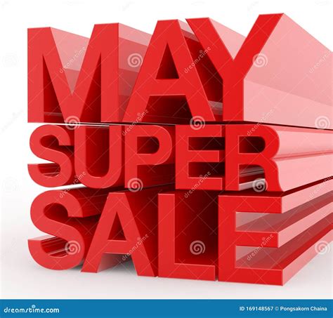 May Super Sale Red Word On White Background Illustration 3d Rendering