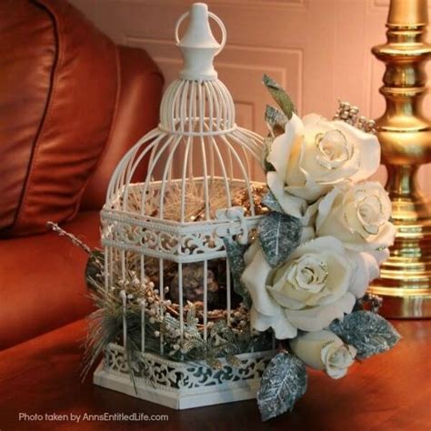 Easy Birdcage Decor Winter White Flowers