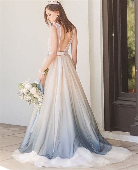 Ombre Blue Wedding Dress Colored Wedding Dresses Blue Wedding