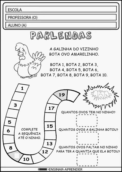 Parlendas Com Atividades - Parlendas para imprimir | Atividades com parlendas, Parlendas educação ...