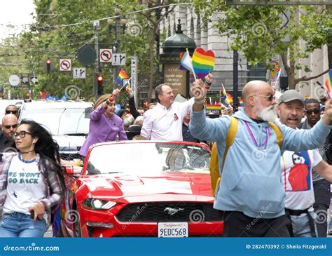 Nancy Pelosi And Adam Schiff Participating In The San Francisco Gay Pride Parade Editorial Image