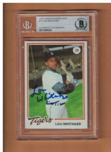 Lou Whitaker Autographed Topps Burger King Rookie Card Signed