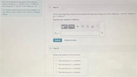 Solved Two Point Charges Are Located On The Yaxis As